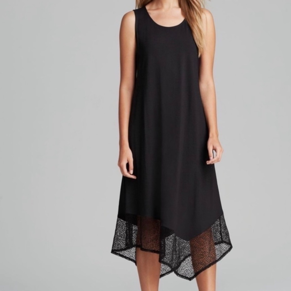 Eileen Fisher Black Sleeveless Dress Size S Minimalist Asymmetrical Hem black